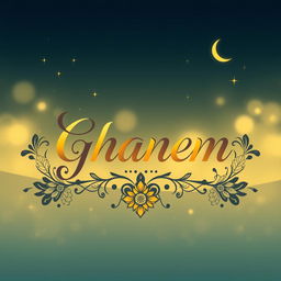 A creatively designed image with the name 'Ghanem' artistically displayed in an elegant calligraphy style