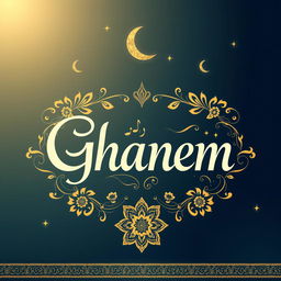 A creatively designed image with the name 'Ghanem' artistically displayed in an elegant calligraphy style