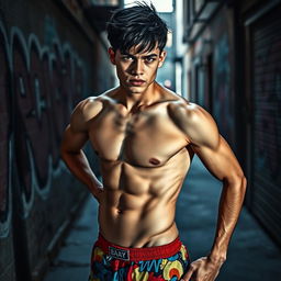 A young man, 19 years old, styled as a street gang member