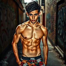 A young man, 19 years old, styled as a street gang member