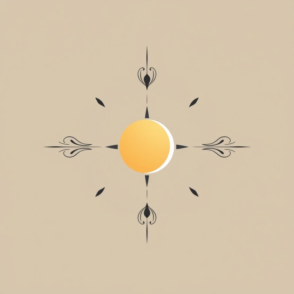 A minimalist depiction of an eclipse, featuring a simple yet elegant illustration of the sun partially obscured by the moon