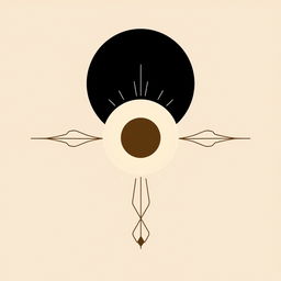 A minimalist depiction of an eclipse, featuring a simple yet elegant illustration of the sun partially obscured by the moon