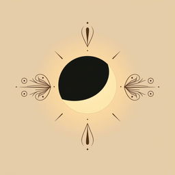 A minimalist depiction of an eclipse, featuring a simple yet elegant illustration of the sun partially obscured by the moon