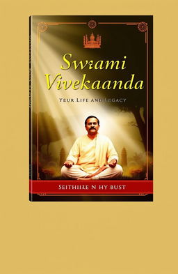 A beautifully designed book cover for 'Swami Vivekananda: His Life and Legacy', featuring an elegant and stylish title in a classic typography