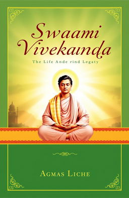A beautifully designed book cover for 'Swami Vivekananda: His Life and Legacy', featuring an elegant and stylish title in a classic typography
