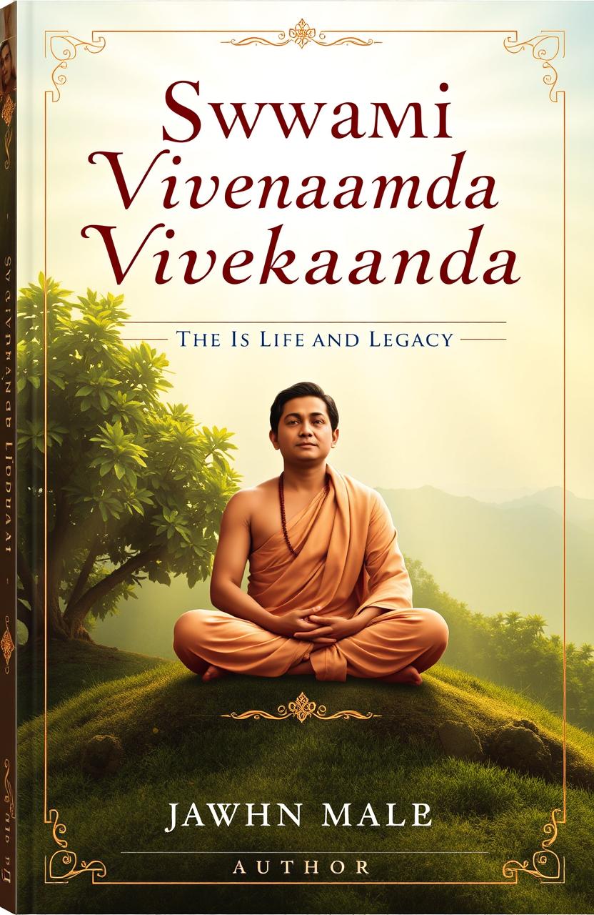 A beautifully designed book cover for 'Swami Vivekananda: His Life and Legacy', featuring an elegant and stylish title in a classic typography