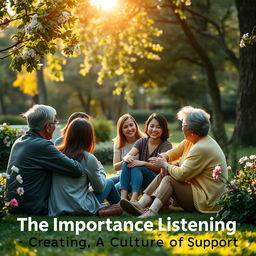 A heartfelt and engaging scene illustrating 'The Importance of Listening: Creating a Culture of Support'