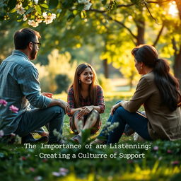 A heartfelt and engaging scene illustrating 'The Importance of Listening: Creating a Culture of Support'