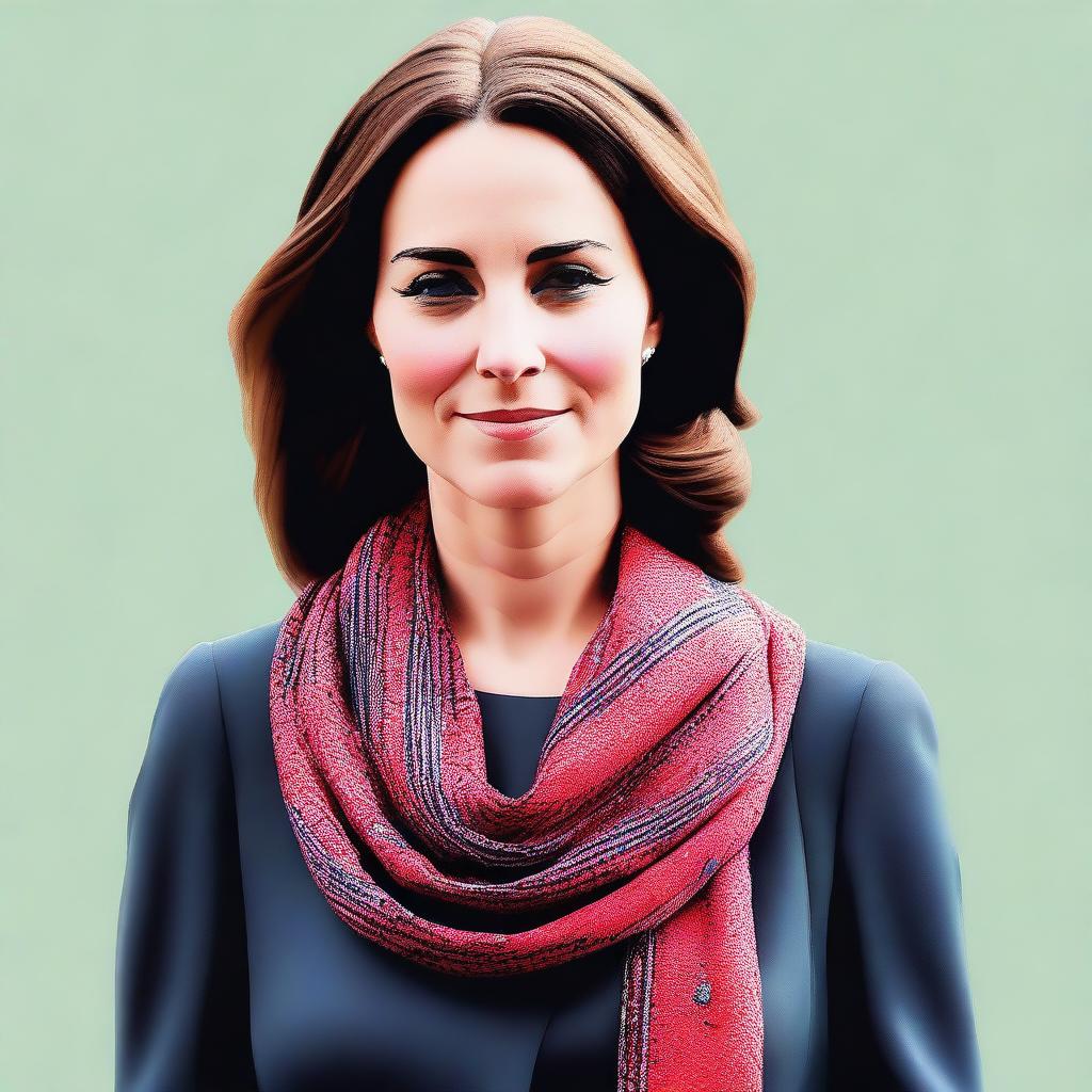 A high-quality digital art piece, portraying Kate Middleton in the attire of a Syrian refugee