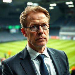 Erik ten Hag, a distinguished football manager, portrayed in a professional setting