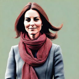 A high-quality digital art piece, portraying Kate Middleton in the attire of a Syrian refugee