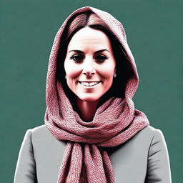 A high-quality digital art piece, portraying Kate Middleton in the attire of a Syrian refugee