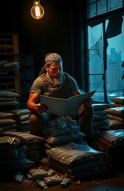 A dramatic scene depicting a cocaine smuggler in action