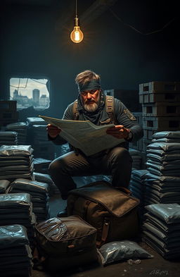 A dramatic scene depicting a cocaine smuggler in action