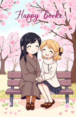 A whimsical and charming book cover design featuring two protagonists in a romantic setting
