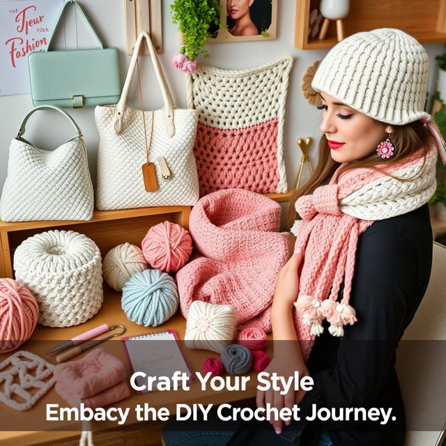 A stylish and trendy scene capturing the essence of DIY Crochet Fashion