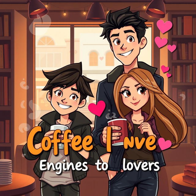 A charming animated-style book cover for an enemies-to-lovers romance, featuring two main characters in a playful standoff