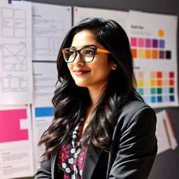 A profile portrait of a female UI/UX designer named Mahak Bati, showcasing her vibrant personality and creativity
