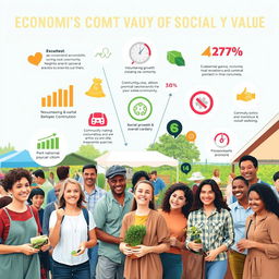 An insightful and informative image showcasing the economic and social value of contributions in a community setting