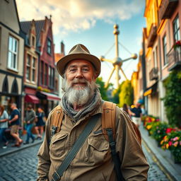 A wise and adventurous traveler exploring the beautiful landscapes of Belgium