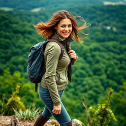 A captivating image of an adventurous Belgian woman, embodying both strength and beauty