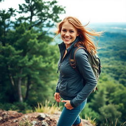 A captivating image of an adventurous Belgian woman, embodying both strength and beauty