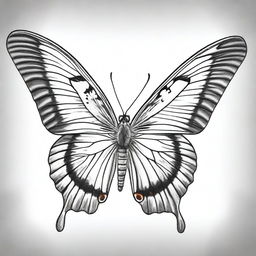 A top-tier pencil drawing capturing a butterfly in flight