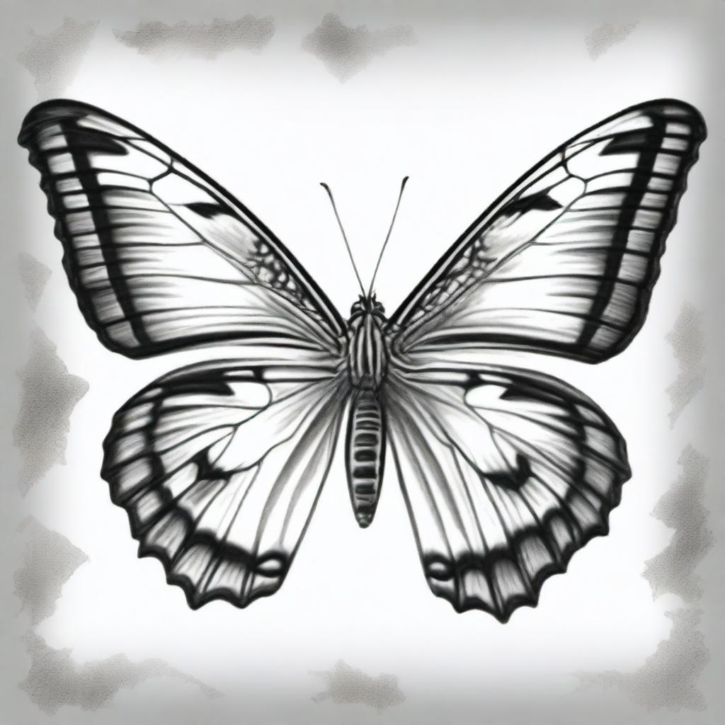 A top-tier pencil drawing capturing a butterfly in flight