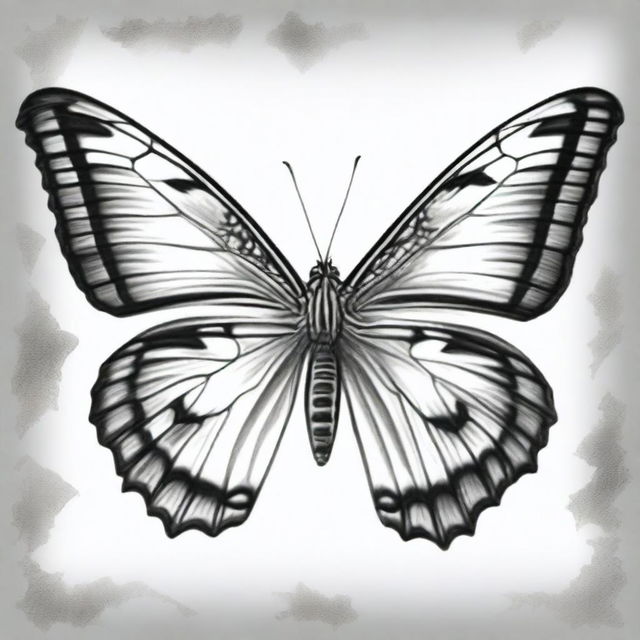 A top-tier pencil drawing capturing a butterfly in flight