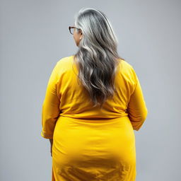 A voluptuous, mature Indian woman in her 60s, showcasing her full backside with confidence and sensuality