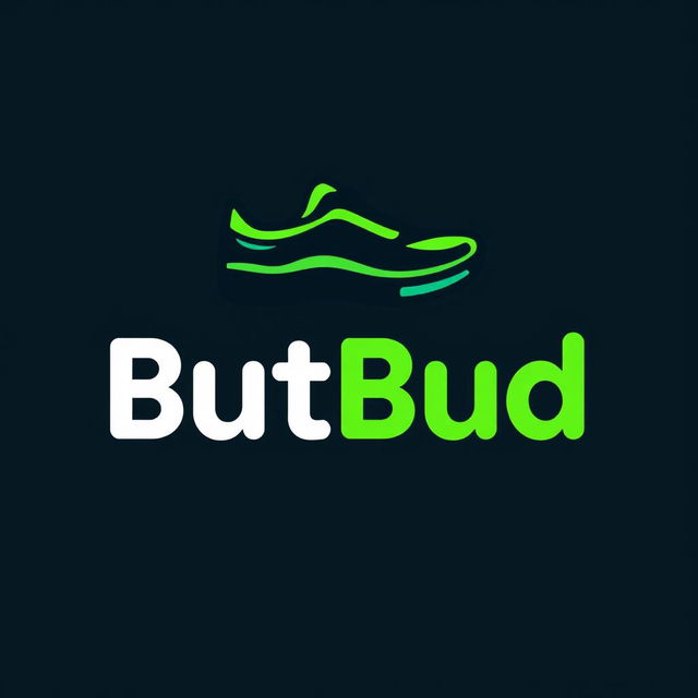 A modern, sleek logo design for a shoe company named 'ButBud'