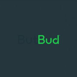 A sleek and modern logo design for a shoe company named "ButBud", featuring a stylized and abstract representation of a shoe integrated into the lettering