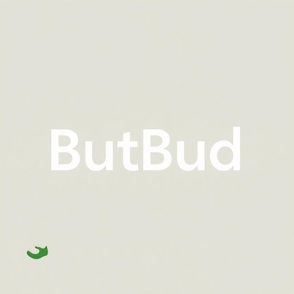 A sleek and modern logo design for a shoe company named "ButBud", featuring a stylized and abstract representation of a shoe integrated into the lettering