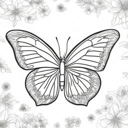 A black and white image of a meticulously drawn butterfly, ideal for a children's book