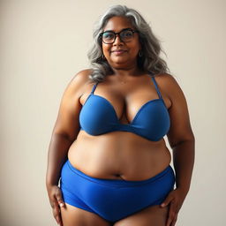 A sensual and voluptuous dusky Indian woman in her 50s, confidently displaying her beauty