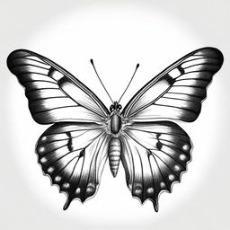 A unique graphite pencil drawing in black and white, illustrating the beauty of butterflies