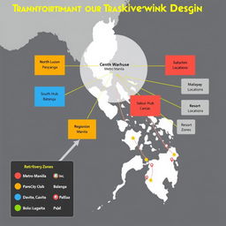 A detailed and visually engaging network map illustrating a Transportation Network Design