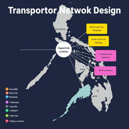A detailed and visually engaging network map illustrating a Transportation Network Design