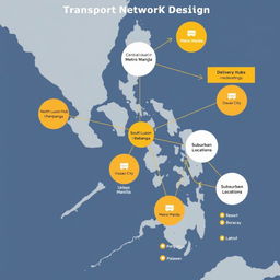 A detailed and visually engaging network map illustrating a Transportation Network Design