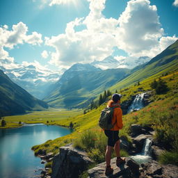 A serene and breathtaking landscape depicting a beautiful escape to nature