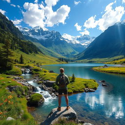 A serene and breathtaking landscape depicting a beautiful escape to nature