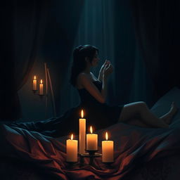 A mysterious, intimate setting that depicts a dark affair between two lovers