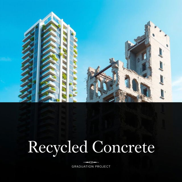 A project cover design for a graduation project titled 'Recycled Concrete'