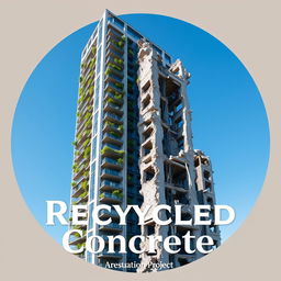 A project cover design for a graduation project titled 'Recycled Concrete'