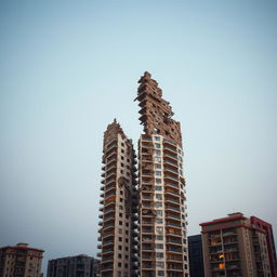 A unique residential tower that is half in ruins and half beautifully modern