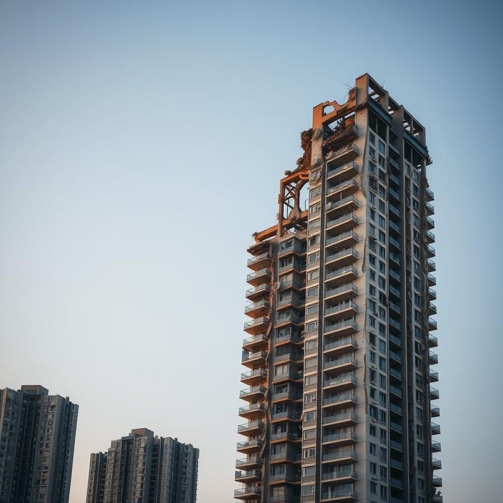 A unique residential tower that is half in ruins and half beautifully modern