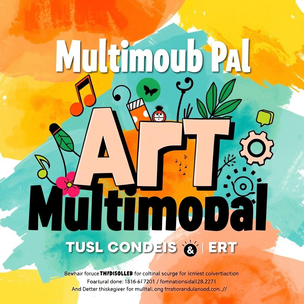 A vibrant and dynamic poster incorporating elements of multimodal art