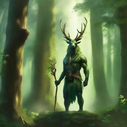 An illustrative image in high resolution, depicting a majestic forest guardian