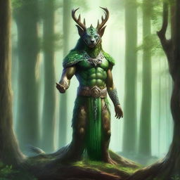 An illustrative image in high resolution, depicting a majestic forest guardian