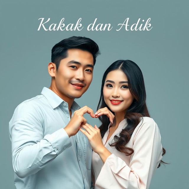 A striking, handsome Asian male with a macho appearance standing beside a beautiful, graceful Korean woman